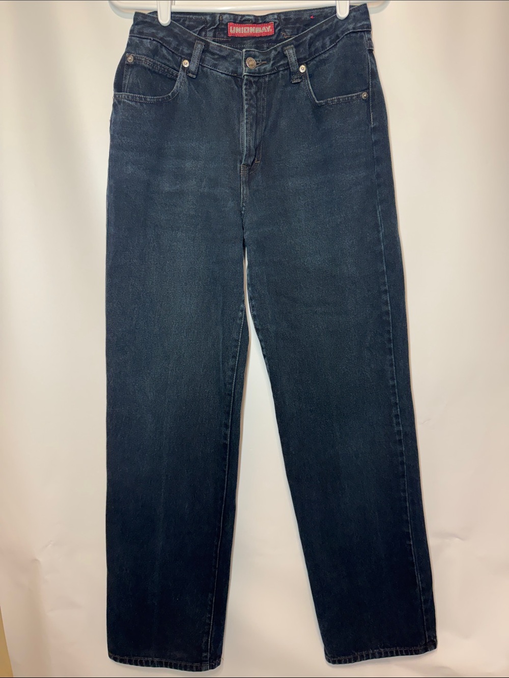Vintage 90s UNIONBAY Black High Waisted Mom Jeans Size 7 Straight Tapered Leg